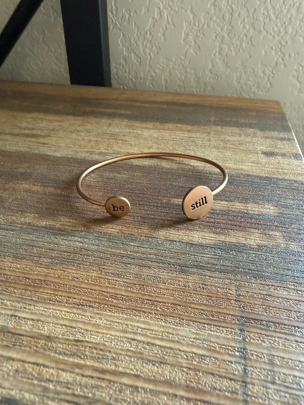 Minimalist 'be still' Rose Gold Cuff Bracelet
